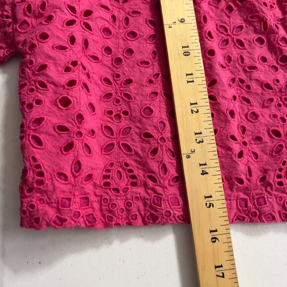 Just Bellina Pink Eyelet Embroidered Cropped Jacket Women’s Medium NWOT - Picture 10 of 11